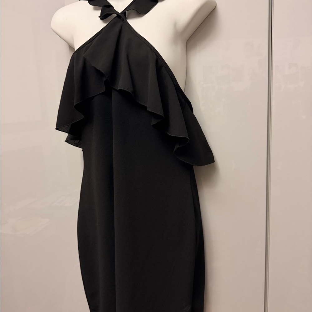 Zara Elegant Black Halter Dress